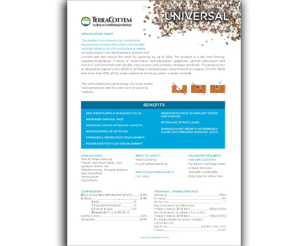 TerraCottem universal specification sheet